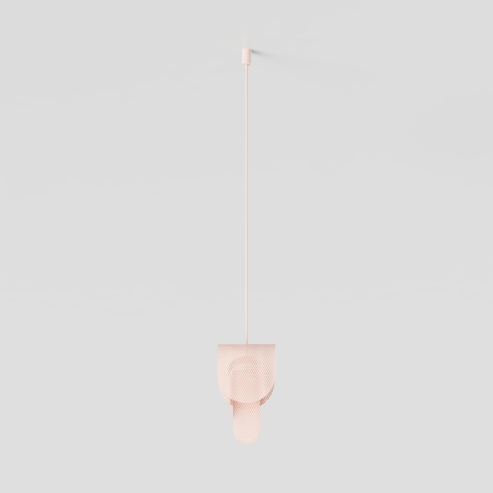 Elegant Low-Poly Hanging Light 3D Model – Minimalist Pink Design