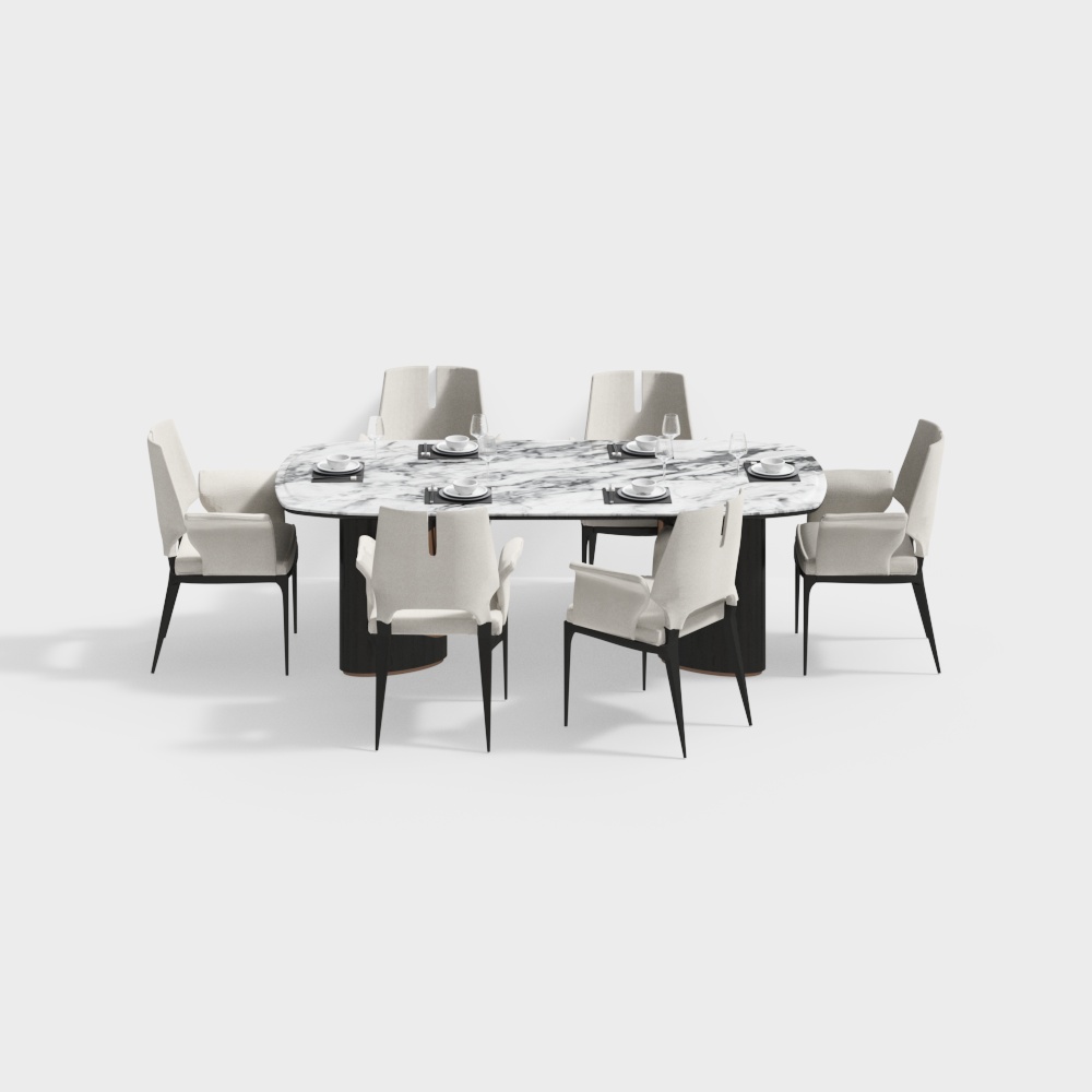 Neo-Chinese Dining Table and Chair Set