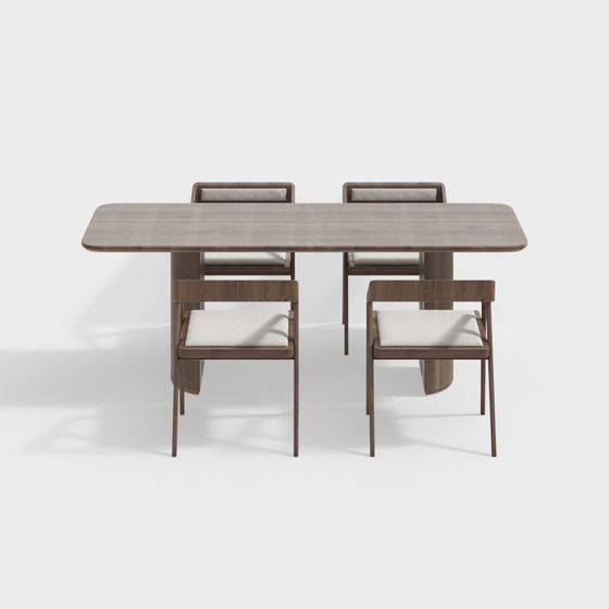 Modern Minimalist Dining Table and Chairs 3D model