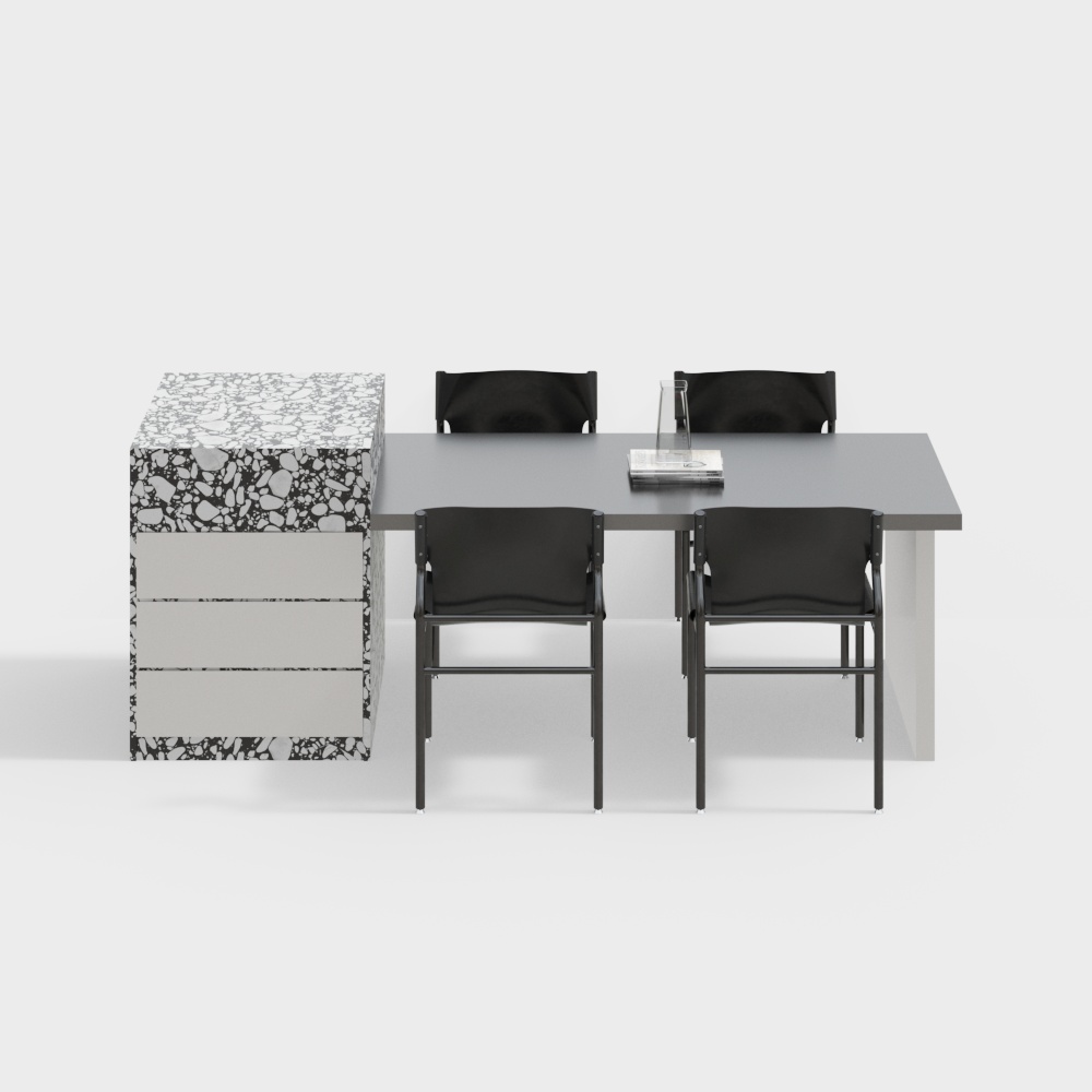 Urban Office Desk & Chairs 3D Model – Modern Workspace