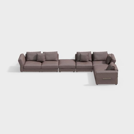 Minimalist Gray Sofa 3D model for Modern Living Spaces