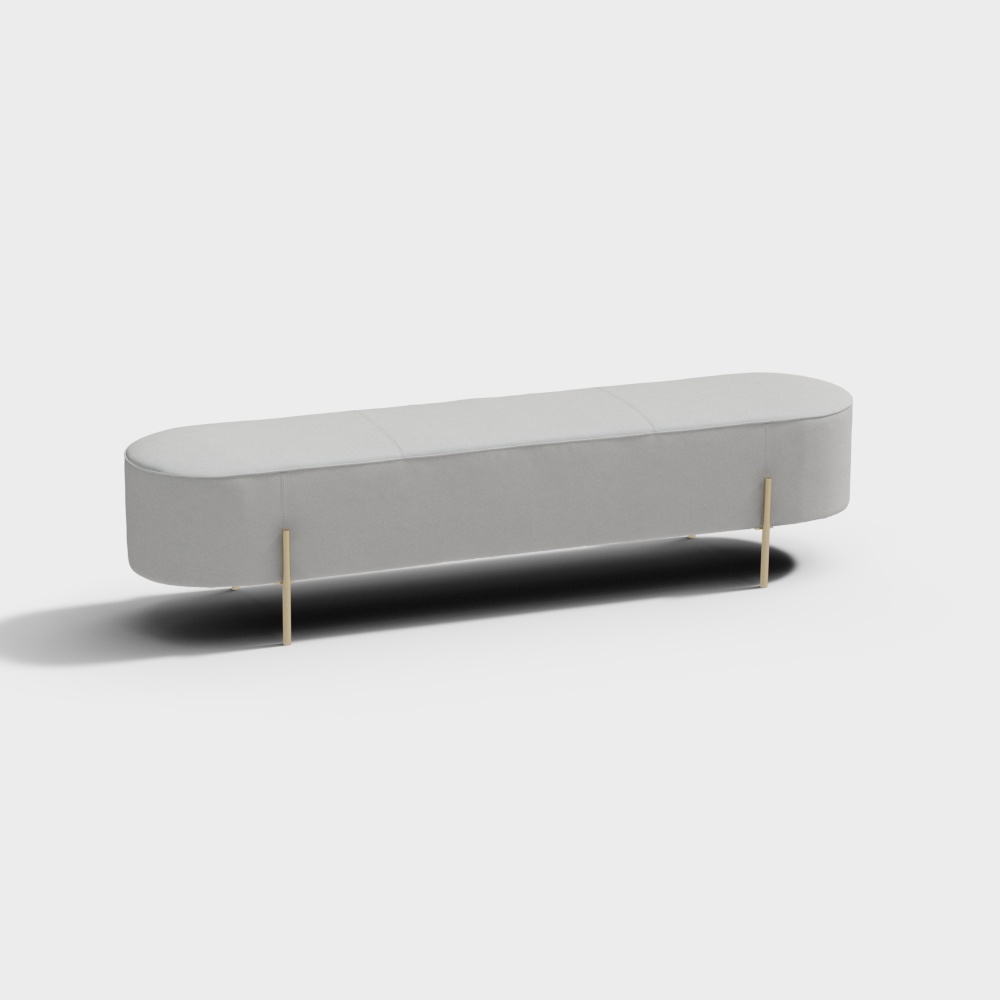 Stylish Oval Bench 3D model for Modern Interiors