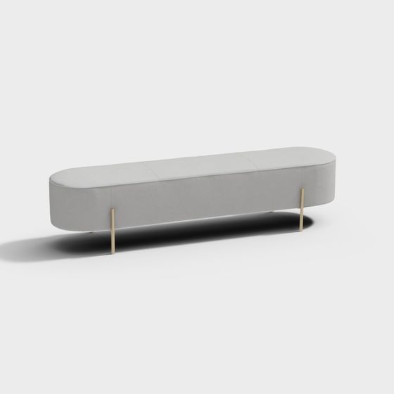 Stylish Oval Bench 3D model for Modern Interiors