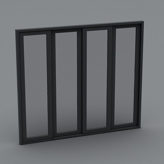 Elegant Four-Panel Glass Sliding Door 3D model