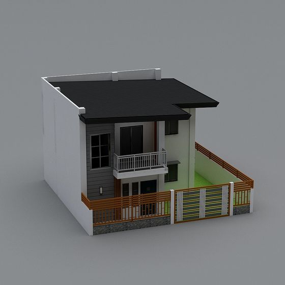Low-Polygon Modern House 3D model