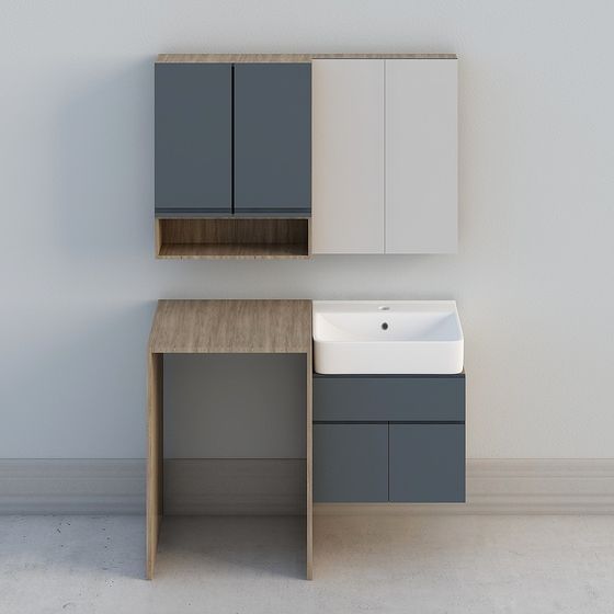 Stylish Bathroom Cabinet 3D model for Modern Interiors