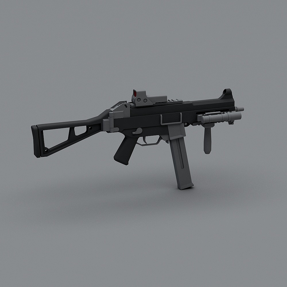 High-Detail Low-Poly 3D Assault Rifle Model