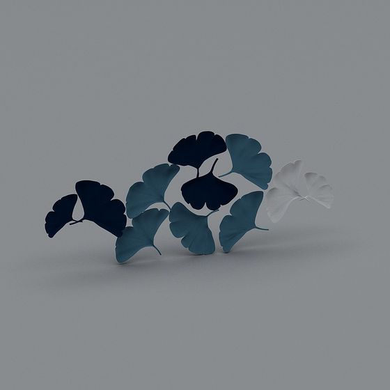 Artistic Ginkgo Leaves 3D Model in Low Poly Style