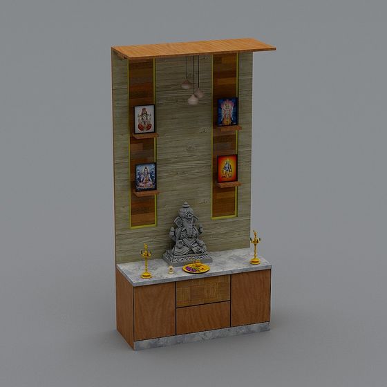 Elegant Indian Altar 3D Model for Contemporary Spaces
