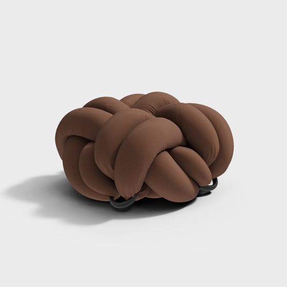 Living Room Stool 3D Model in White