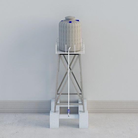 Industrial Style Low-Poly Water Tower 3D model