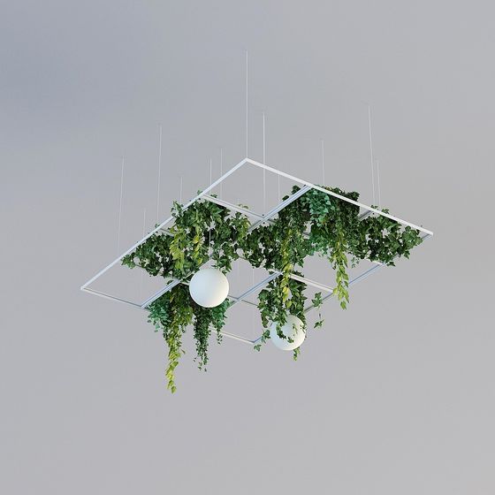 Suspended Plant Light 3D model for Creative Spaces