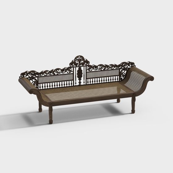 Vintage Wrought Iron Bench 3D model