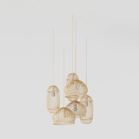 Artistic Low-Polygon Pendant Light 3D model
