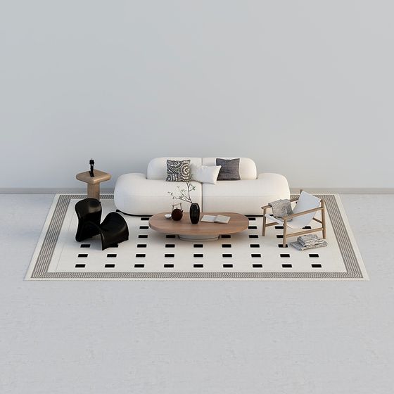 Multi-Person Sofa Set 3D Model