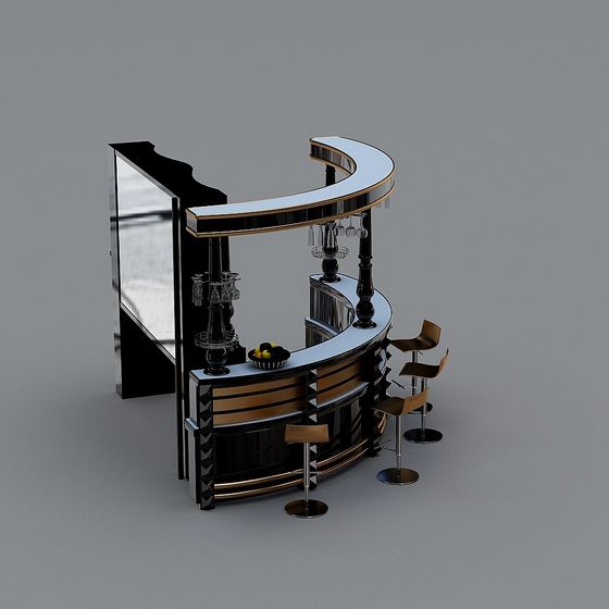 Elegant Bar Counter 3D model for Contemporary Spaces