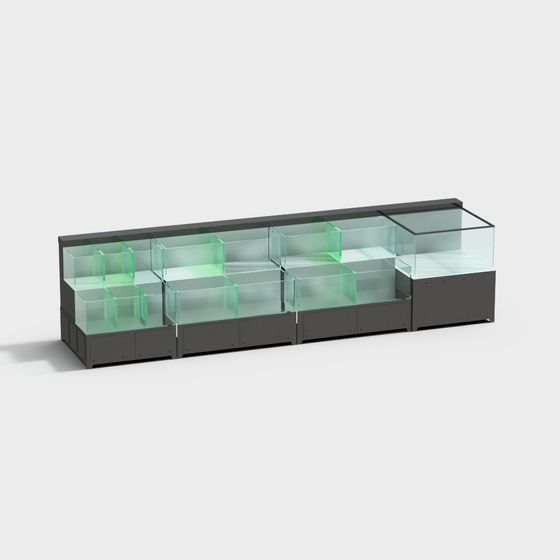 Sleek Low-Poly Display Cabinet 3D model