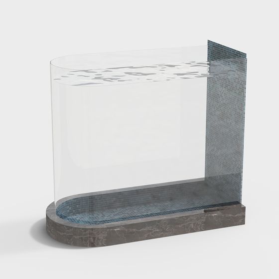 Curved Glass Sink 3D model for Modern Designs
