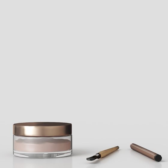 Low-Poly Makeup Brush and Compact Set 3D Model