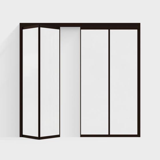 Modern Folding Door 3D Model in Black