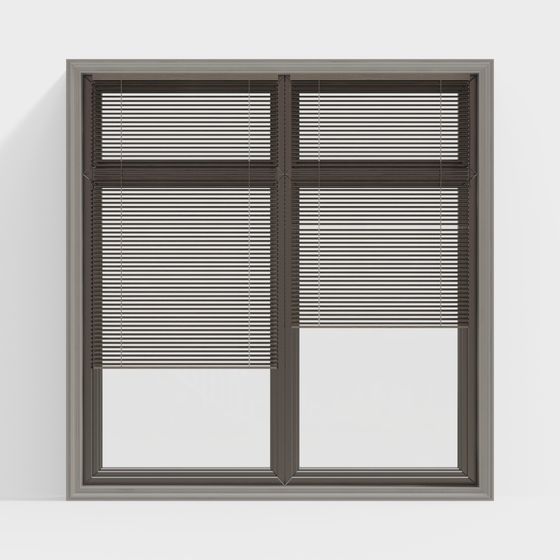 Elegant Gray Metal Framed Window 3D model
