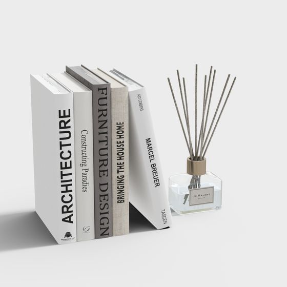 Stylish Bookshelf and Aroma Bottle 3D model