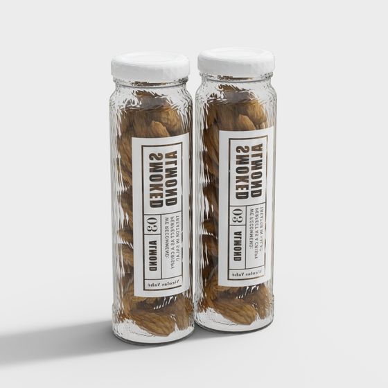 Smoked Almonds in Glass Jars 3D model