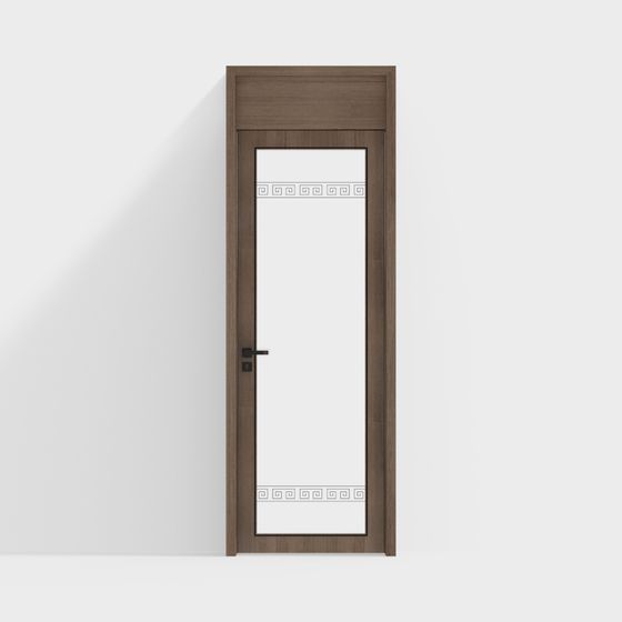 Minimalist Wooden Glass Door 3D model