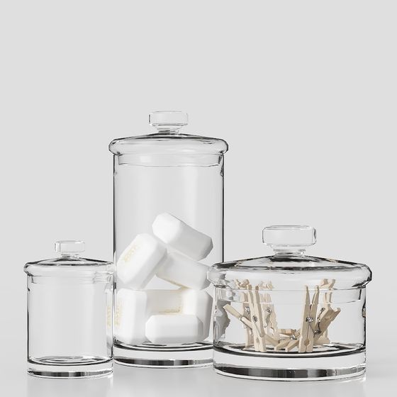 Chic Transparent Glass Jar 3D model