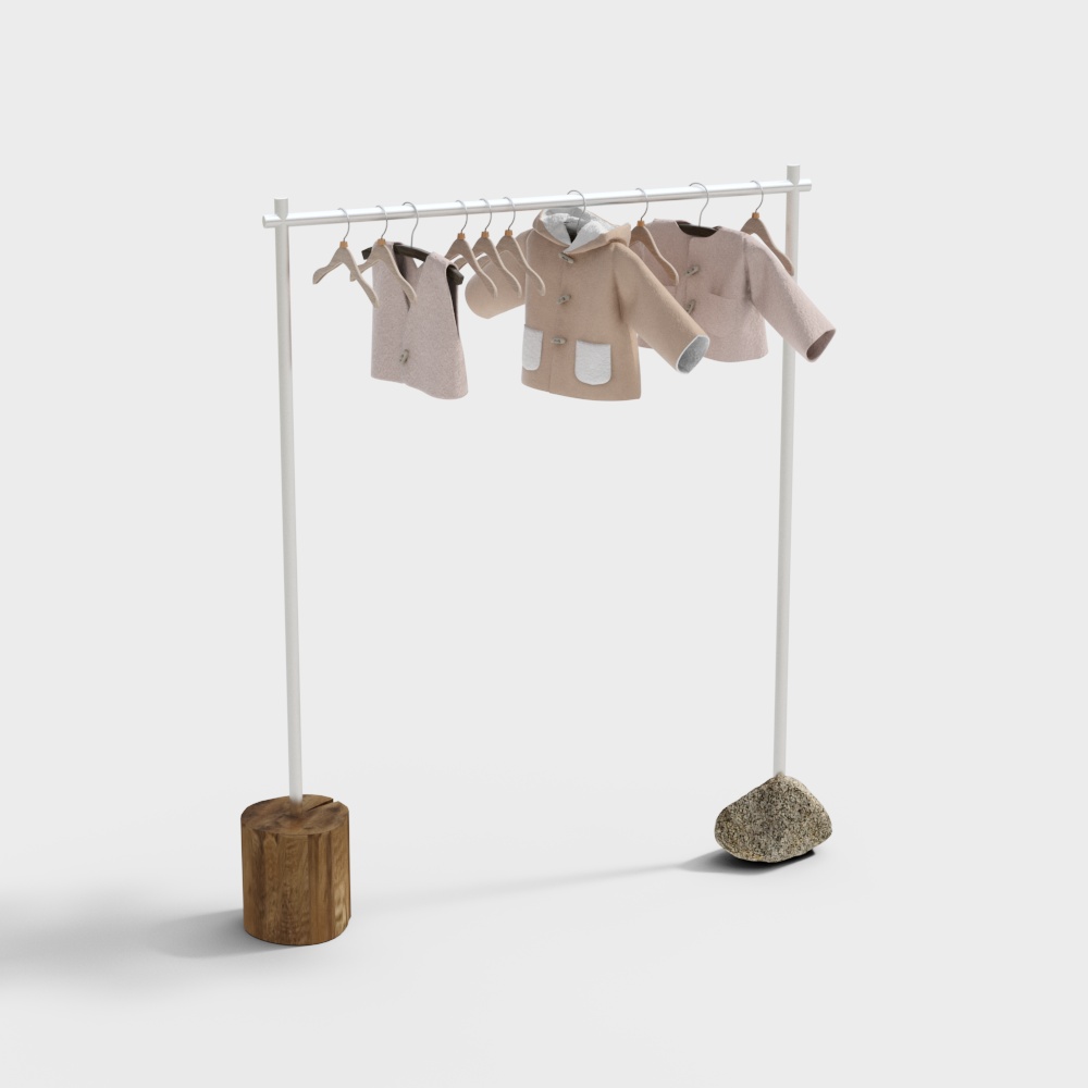 Wabi-sabi style children's clothing store display rack
