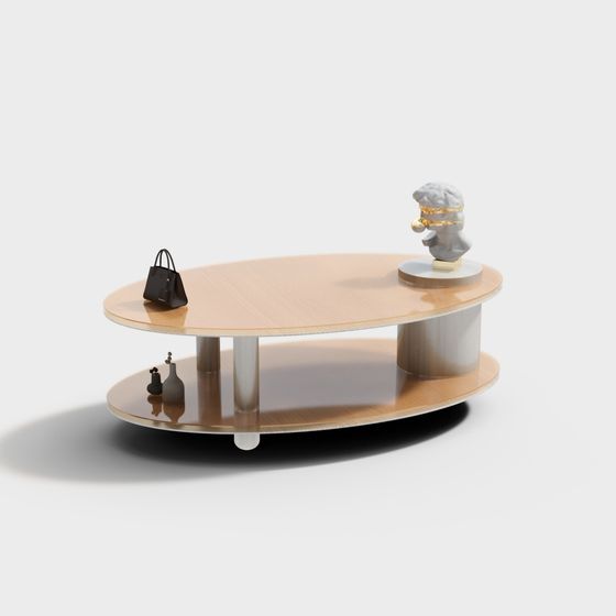Elegant Oval Two-Tier Coffee Table 3D model