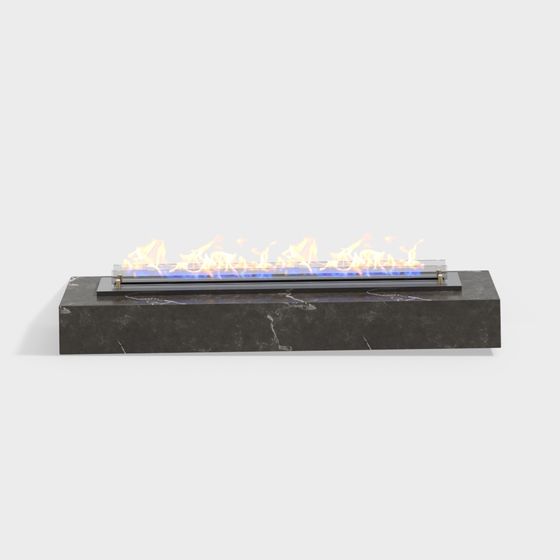 Modern Fireplace 3D Model in Gray for Living Rooms