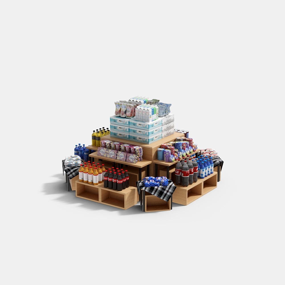 Low-Poly 3D Supermarket Shelf Model