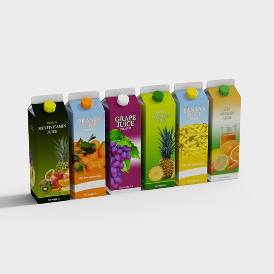 Vibrant Juice Cartons 3D model
