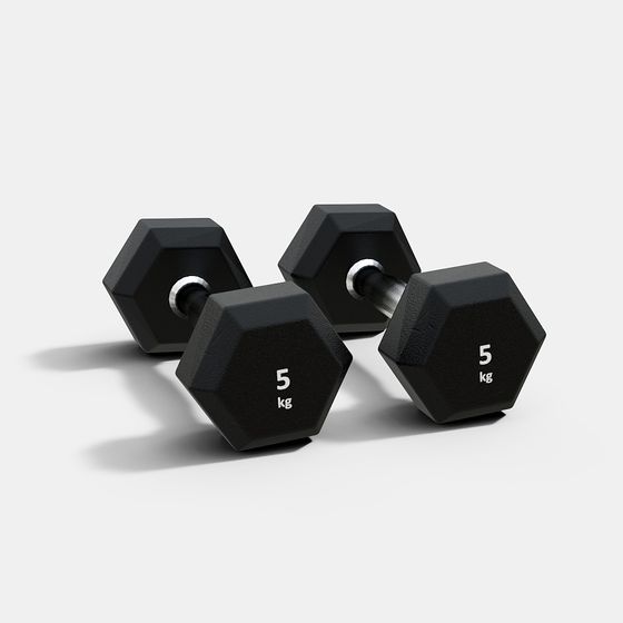High-Detail Hex Dumbbell 3D Model