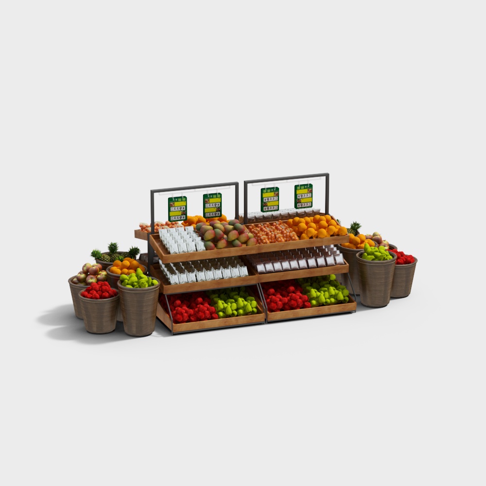Vibrant Fruit Stand 3D model