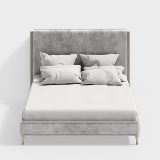Elegant Low-Polygon Bed 3D model for Modern Interiors