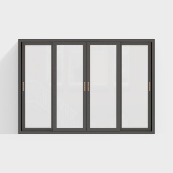 Gray Modern Sliding Window 3D Model for Contemporary Interiors