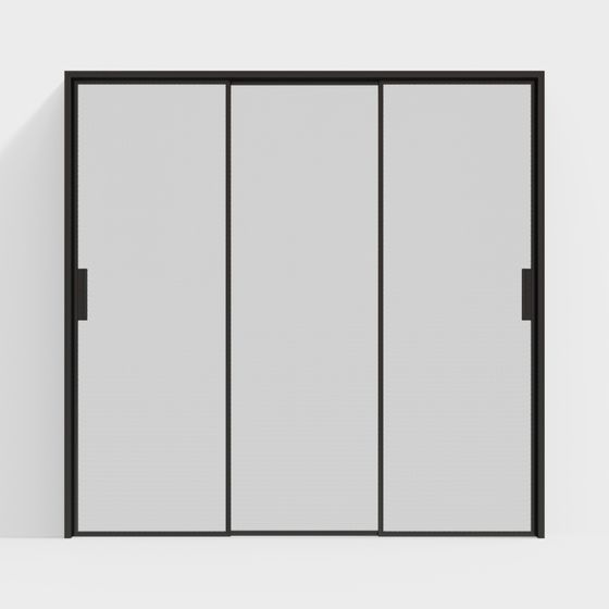 Minimalist Glass Sliding Door 3D model