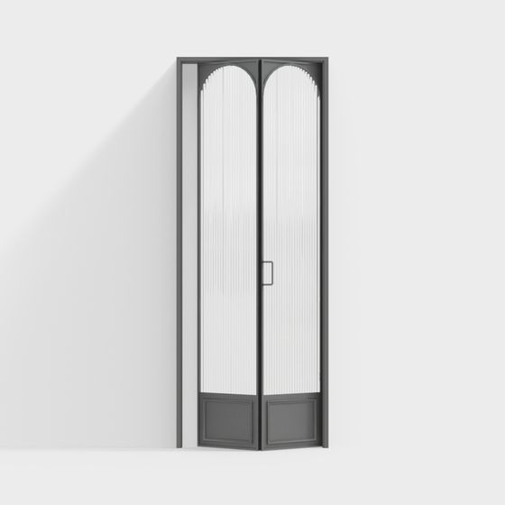 Gray Modern Glass Folding Door 3D Model