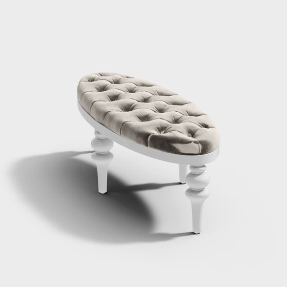 Elegant Retro Sofa Stool 3D Model
