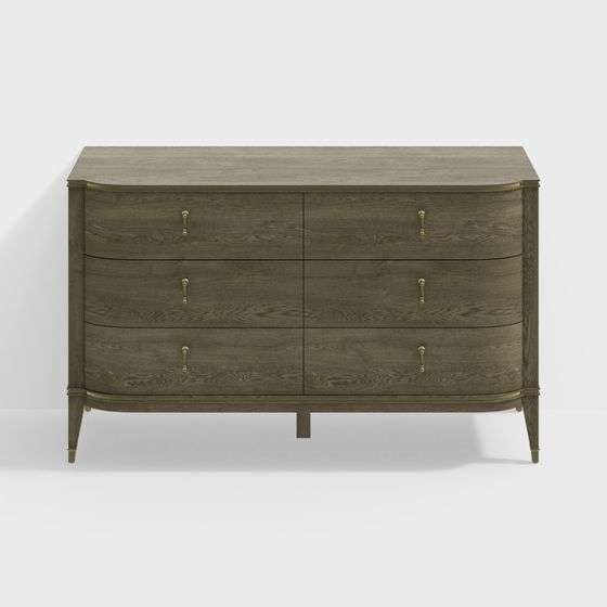 Vintage Oak Six-Drawer Chest 3D model for Stylish Interiors
