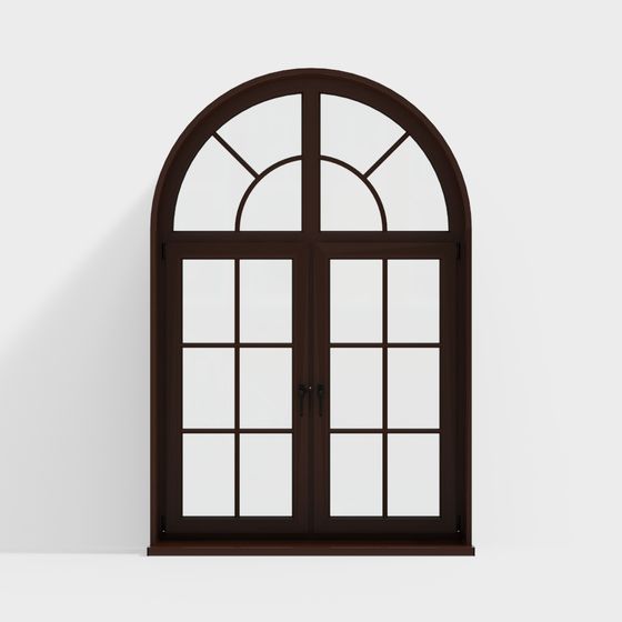 Elegant Arched Double Door Window 3D model