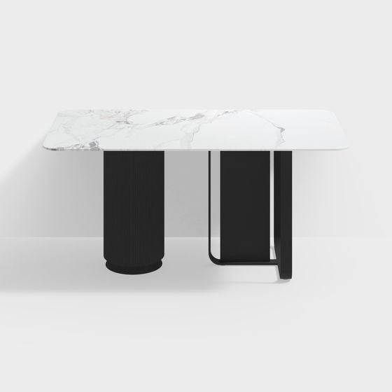 Sleek Marble Dining Table 3D model for Modern Interiors