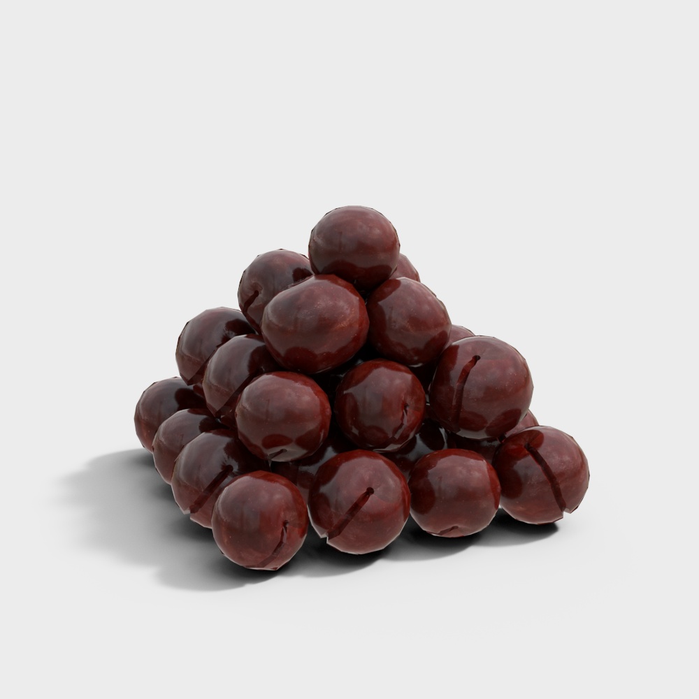 Low Poly Cherry 3D Model Piled for Creative Projects