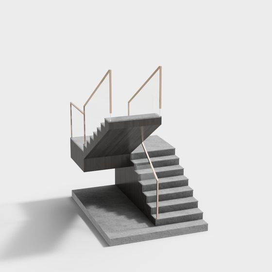 Elegant Low-Poly Staircase 3D model for Modern Spaces