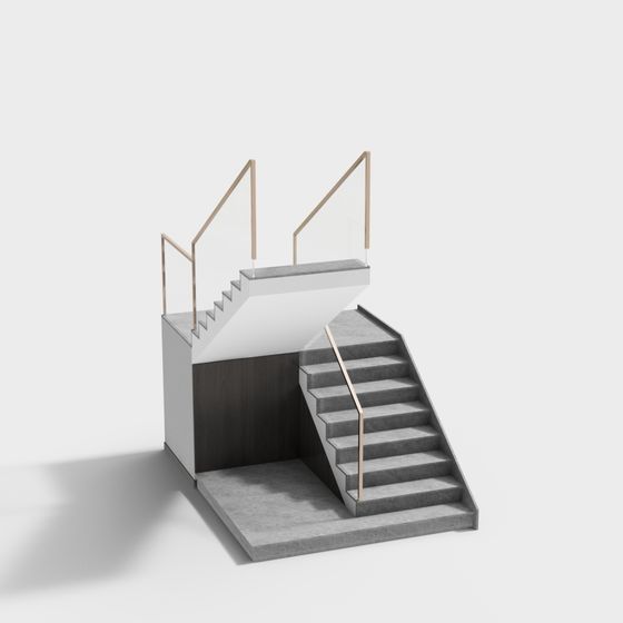 Elegant Minimalist Staircase 3D model for Modern Spaces