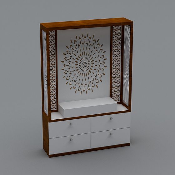 Stylish Low-Poly Wooden Storage Cabinet 3D Model