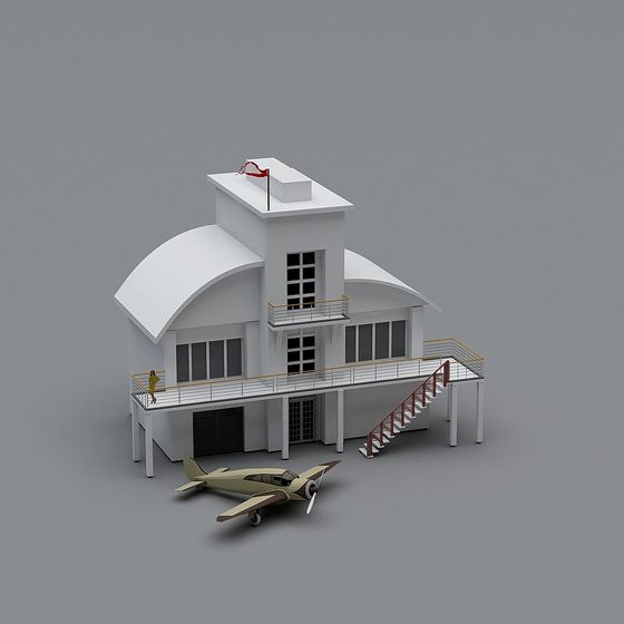 Futuristic Low-Poly Architectural 3D Model