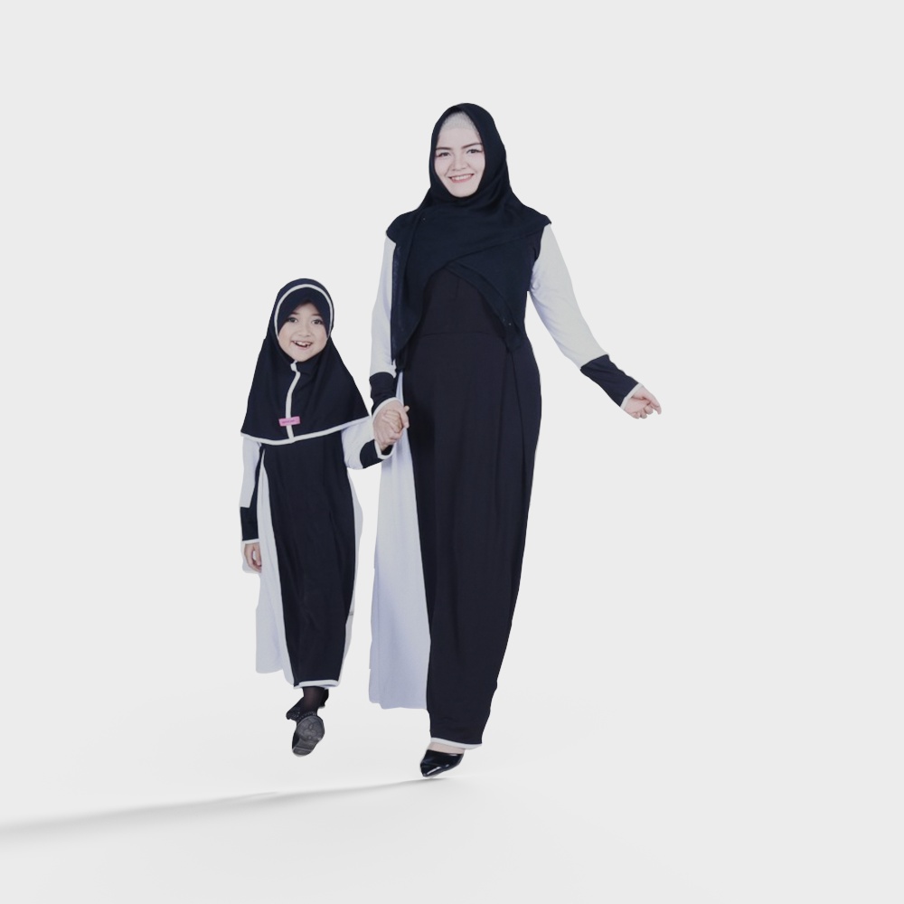 Character Black Ibu and Anak Hijab Component 3D Model